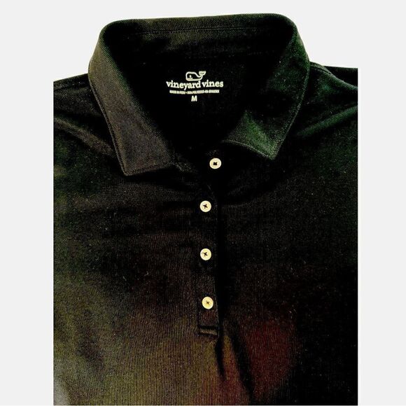 Vineyard Vines Performance Polo  Short Sleeve Shirt Black/White Stripes Medium - Picture 1 of 6